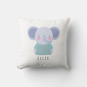 Cute Elephant Illustration - Customizable Throw Pillow