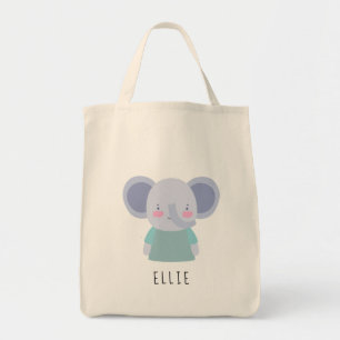 Cute Elephant Illustration - Customizable Tote Bag