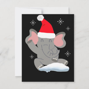 Cute elephant in the snow, merry christmas card
