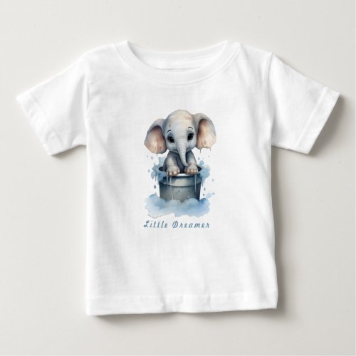 Cute Elephant in Water Bucket Baby Jersey T_Shirt