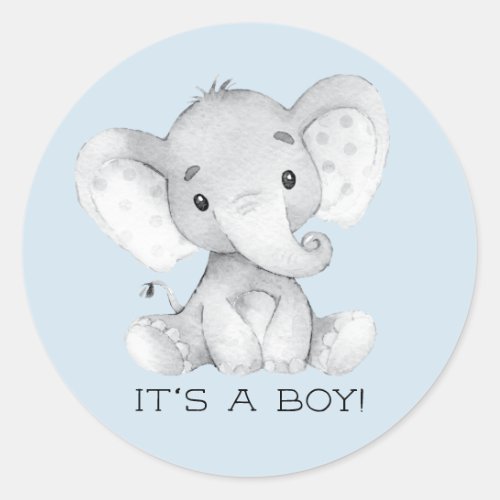 Cute Elephant It a Boy Favor Sticker