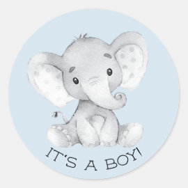 Cute Elephant It' a Boy Favor Sticker