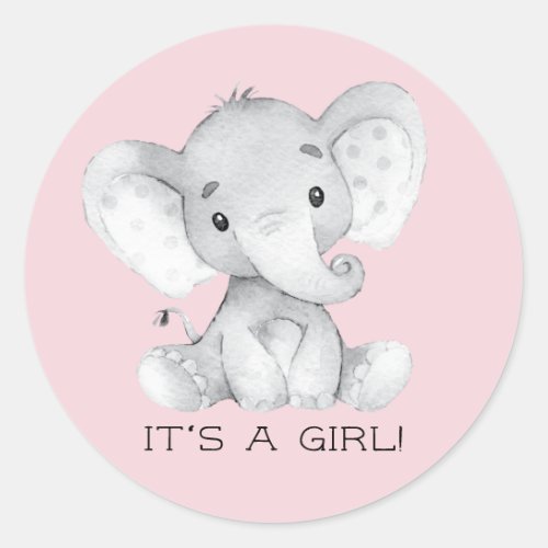 Cute Elephant It a GIRL Favor Sticker