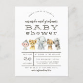 Cute Elephant & Jungle Friends Rustic Baby Shower Invitation Postcard (Front)