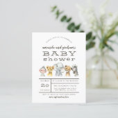 Cute Elephant & Jungle Friends Rustic Baby Shower Invitation Postcard (Standing Front)