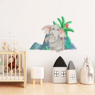 Cute Elephant Jungle Nursery Decor Wall Decal