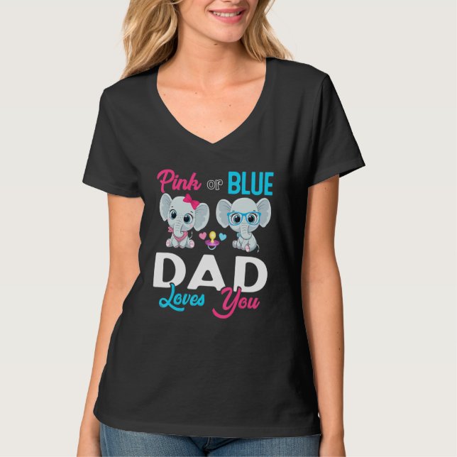 Cute Elephant Keeper Of The Gender Dad Loves You R T-Shirt (Front)