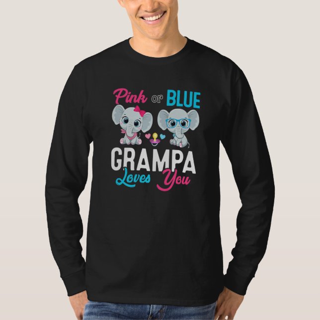Cute Elephant Keeper Of The Gender Grampa Loves Yo T-Shirt (Front)