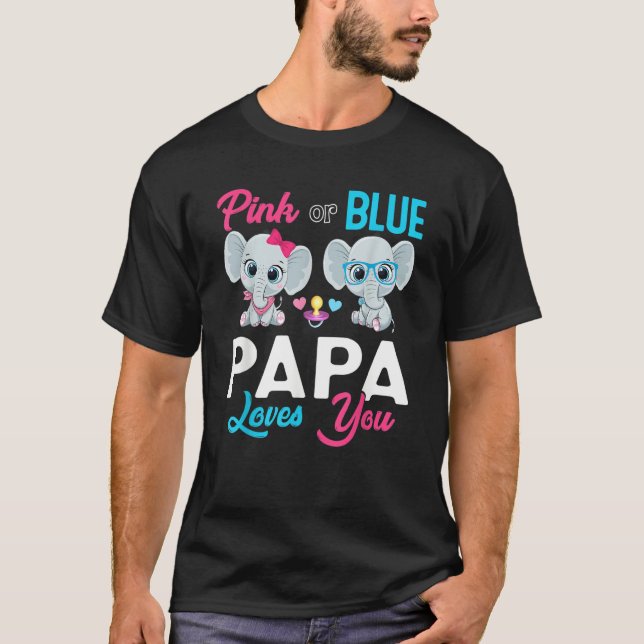 Cute Elephant Keeper Of The Gender Papa Loves You  T-Shirt (Front)