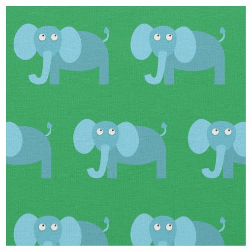 Cute Elephant Kid Baby Nursery Green Fabric