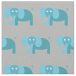 Cute Elephant Kid Baby Nursery Grey Fabric