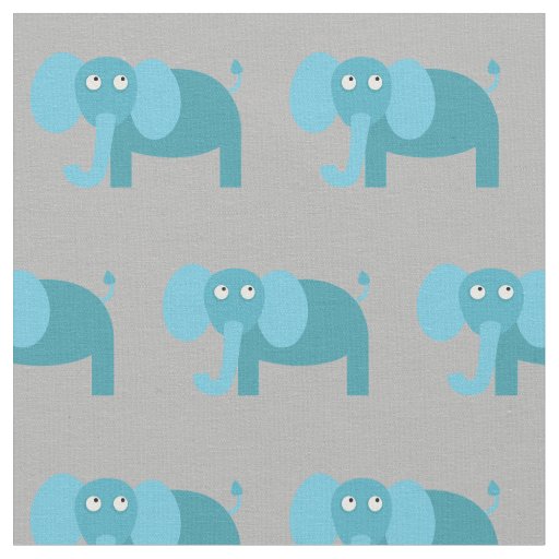 Cute Elephant Kid Baby Nursery Grey Fabric