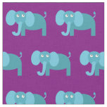 Cute Elephant Kid Baby Nursery Purple Fabric