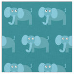 Cute Elephant Kid Baby Nursery Teal Fabric
