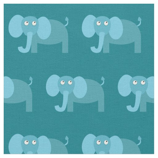 Cute Elephant Kid Baby Nursery Teal Fabric