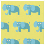 Cute Elephant Kid Baby Nursery Yellow Fabric