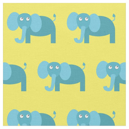 Cute Elephant Kid Baby Nursery Yellow Fabric