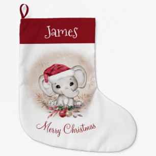 Cute Elephant Kids Christmas Stocking