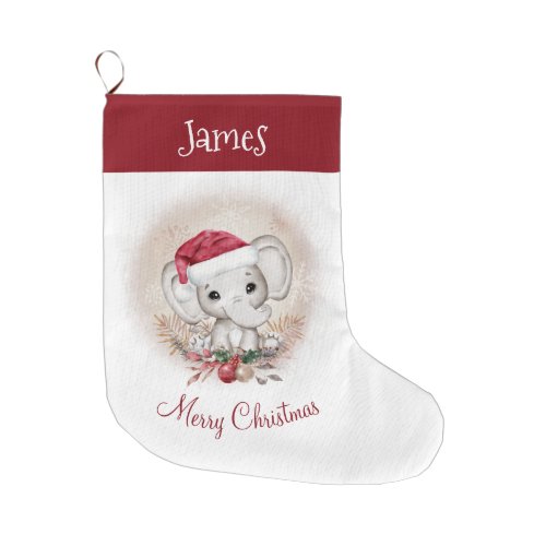 Cute Elephant Kids Christmas Stocking