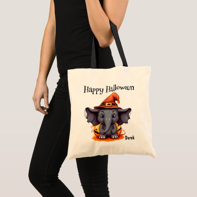 Cute Elephant Kids Halloween Trick or Treat Tote Bag (Front (Product))