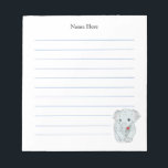 Cute Elephant Lined Notepad<br><div class="desc">Cute elephant holding a heart lined Notepad. Text can be personalized.</div>