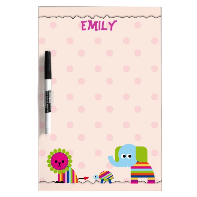 Cute Elephant Lion and Turtle Dry Erase Board (Front)