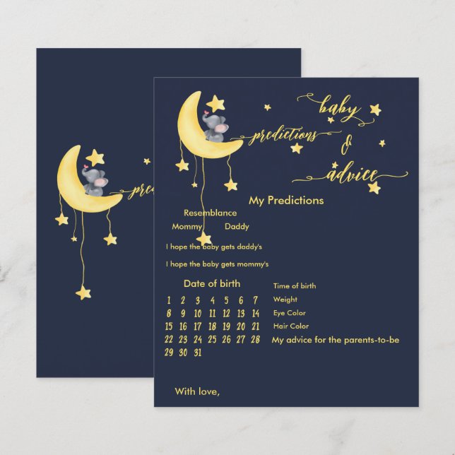 Cute Elephant & Little Butterfly Baby Shower Game (Front/Back)