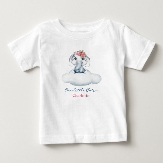 Cute Elephant Little Cutie Baby Baby T-Shirt (Front)