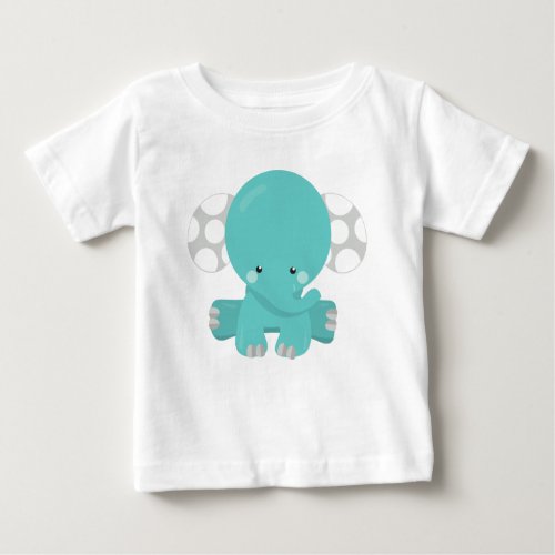 Cute Elephant Little Elephant Blue Elephant Baby T_Shirt