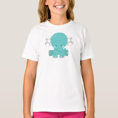 Cute Elephant Little Elephant Blue Elephant T_Shirt