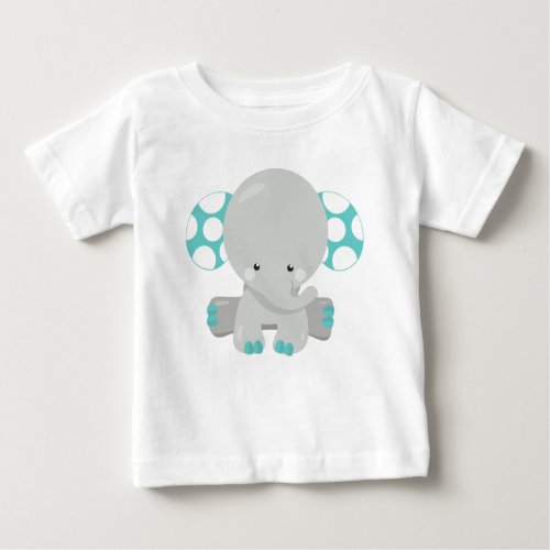 Cute Elephant Little Elephant _ Blue Gray Baby T_Shirt