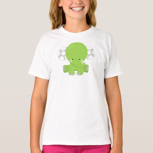 Cute Elephant Little Elephant Green Elephant T_Shirt