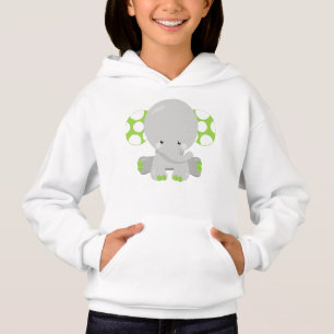 Cute Elephant, Little Elephant - Green Gray Hoodie