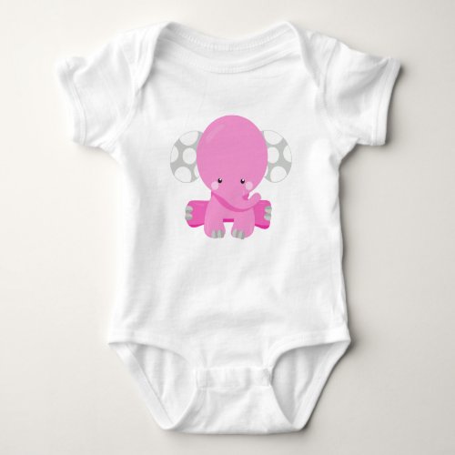 Cute Elephant Little Elephant Pink Elephant Baby Bodysuit