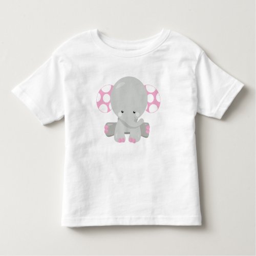 Cute Elephant Little Elephant _ Pink Gray Toddler T_shirt