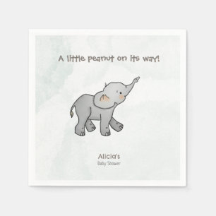Cute Elephant Little Peanut On its Way Baby Shower Napkins