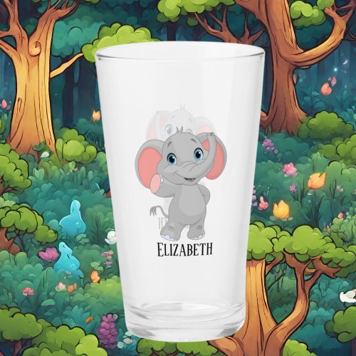 Cute elephant lovers add name Glass