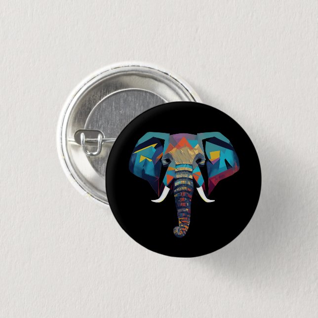 Cute Elephant low poly illustration Button (Front & Back)