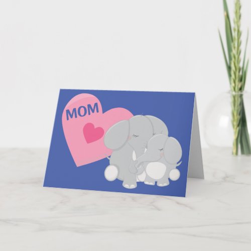 Cute Elephant Mama and Baby Mothers Day Card