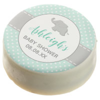 Cute Elephant Mint Green Polka Dot Baby Shower Chocolate Covered Oreo