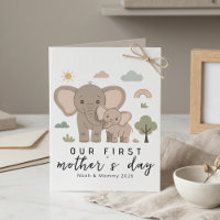 Cute Elephant Mom Baby First Mothers Day Art