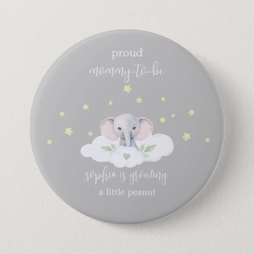 Cute Elephant Mommy to Be Baby Shower Button