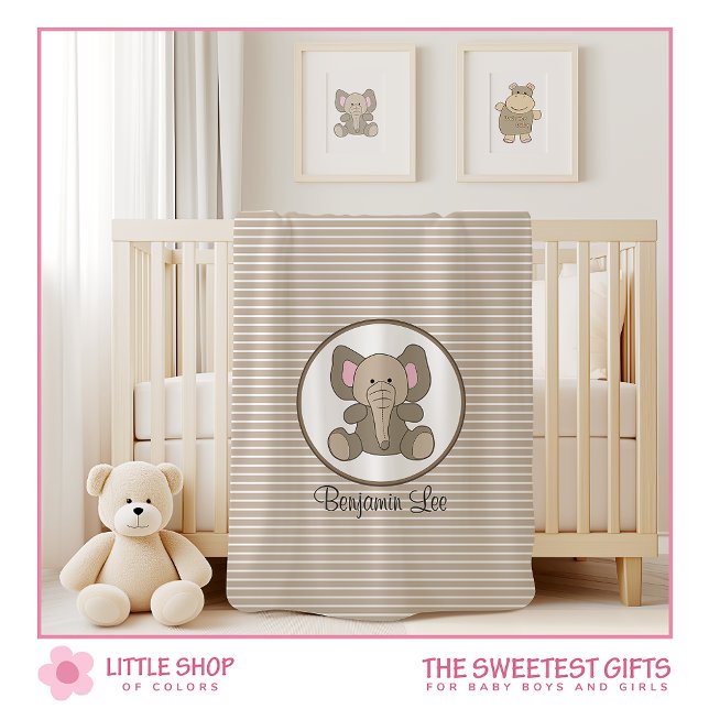 Cute Elephant Monogrammed Baby Blanket (Creator Uploaded)