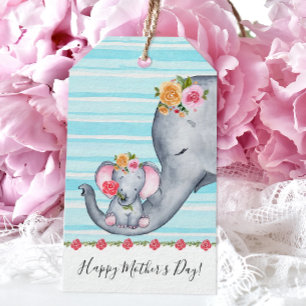 Cute Elephant Mother's Day Gift Tags