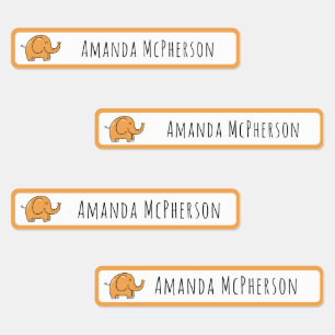 Cute Elephant Multiple Names Clothing Label