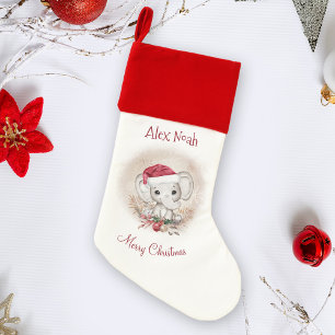 Cute Elephant Name Baby Christmas Stocking
