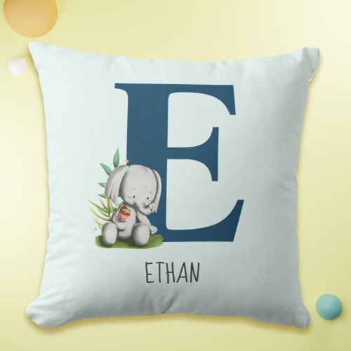Cute Elephant Nursery Throw Pillow