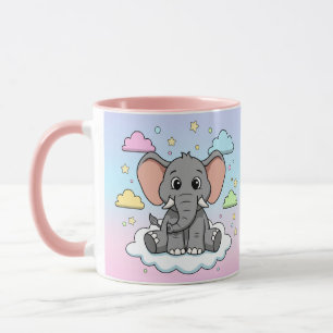 Cute Elephant on Cloud - I'm Ele-Fun-t Pun Mug