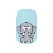 Cute Elephant on Light Blue Background