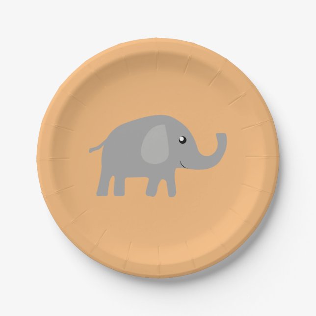 Cute Elephant Paper Plates (Front)